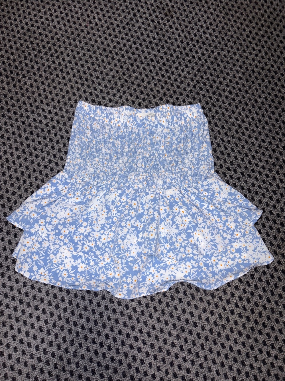 Everly Light Blue Floral Smocked Ruffle Mini Skirt
